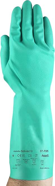 Alphatec Solvex 37-155 Nitrile Industrial Unflocked Chemical-Resistant Gloves for Food, Mechanics, Utilities - XXL, Green (144 Pairs)