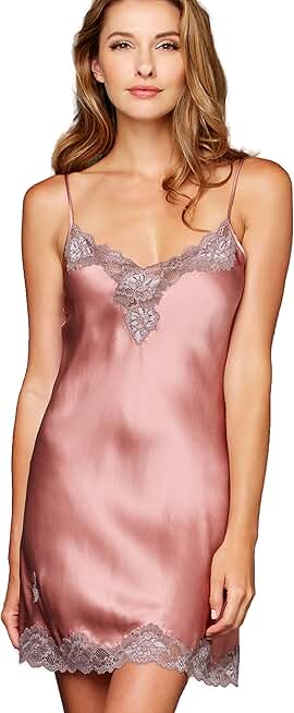 Women's 100% Silk Chemise, Lace Neckline, Indulgence, Lingerie, Sleepwear, Beautiful Gift Packaging