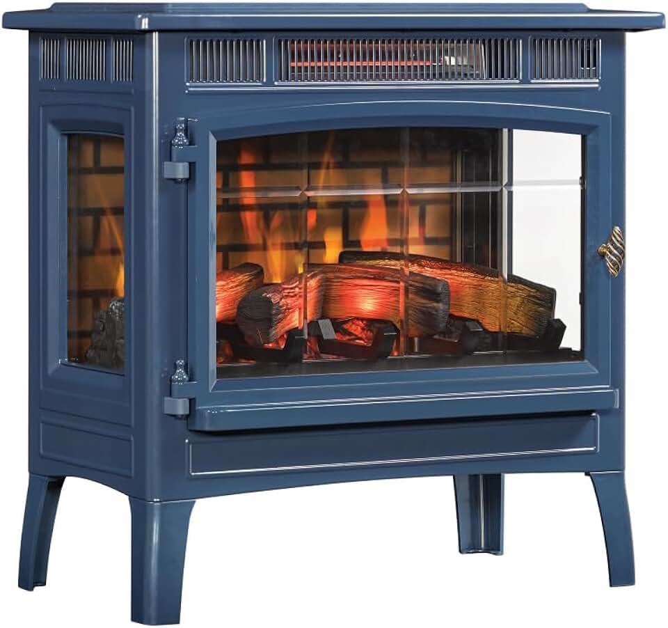 duraflame® Electric Infrared Quartz Fireplace Stove with 3D Flame Effect, Navy