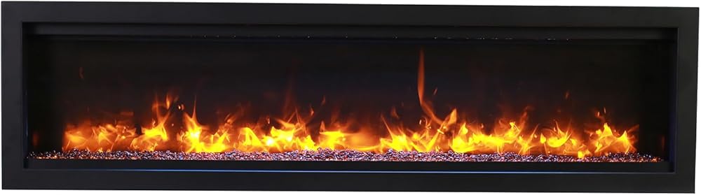 Amantii SYM-60-BESPOKE Symmetry Series Bespoke 60-Inch Built-in Electric Fireplace with Remote, Ember Media, Black Steel Surround