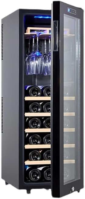 Elegant Modern Metal Wine Cabinet with Glass Holder and Refrigerator Storage