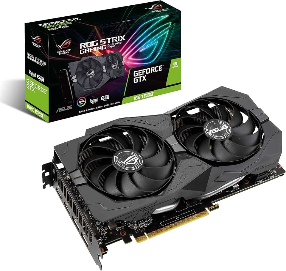 ASUS ROG Strix GeForce GTX 1660 Super™ Advanced 6GB Edition GDDR6 HDMI 2.0 DP 1.4 Gaming Graphics Card (ROG-STRIX-GTX1660S-A6G-GAMING)