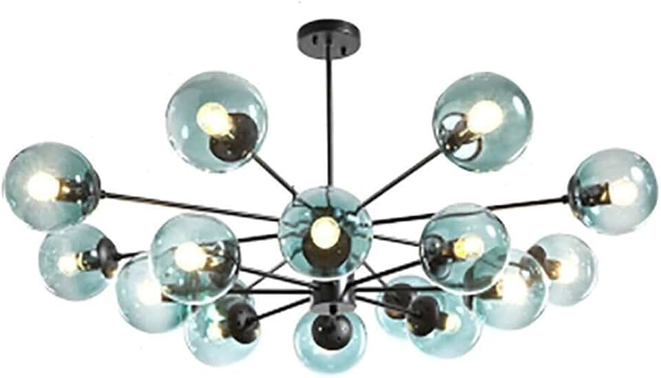8-Light Chandelier Modern Chandelier Mid Century Black Light Vintage Ceiling Light Fixtures for Dining Room Kitchen Island Living Room Bedroom-Blue 16 Head