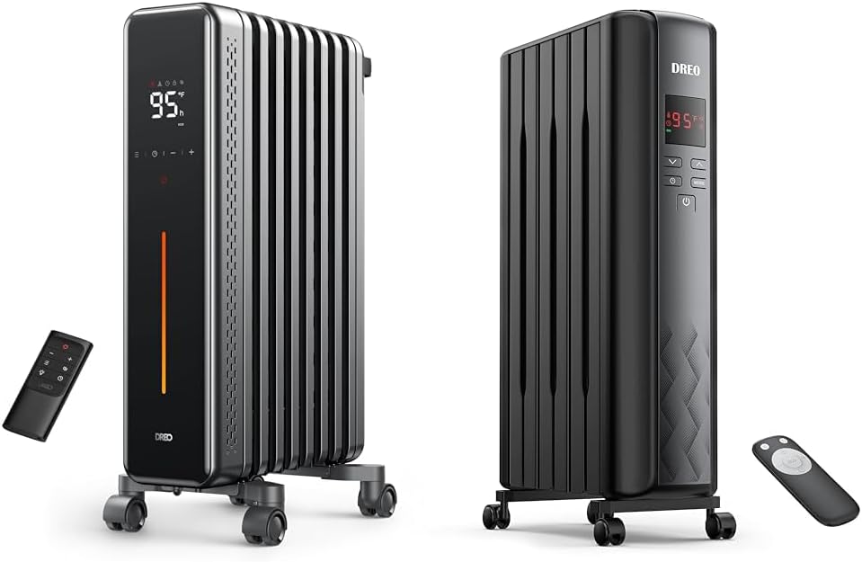Dreo Radiator Heater, 1500W Portable Space Oil Filled with Remote Control & Radiator Heater, Upgrade 1500W Electric Portable Space Oil Filled Heater with Remote Control