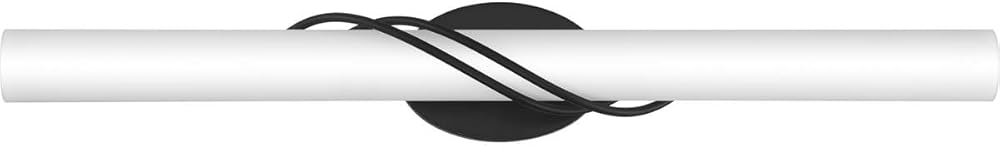 Quoizel PCSQ8532MBK Serenade Contemporary White Etched Glass Large Bathroom Vanity Light Wall Mount, Integrated LED 53 Watts, 5