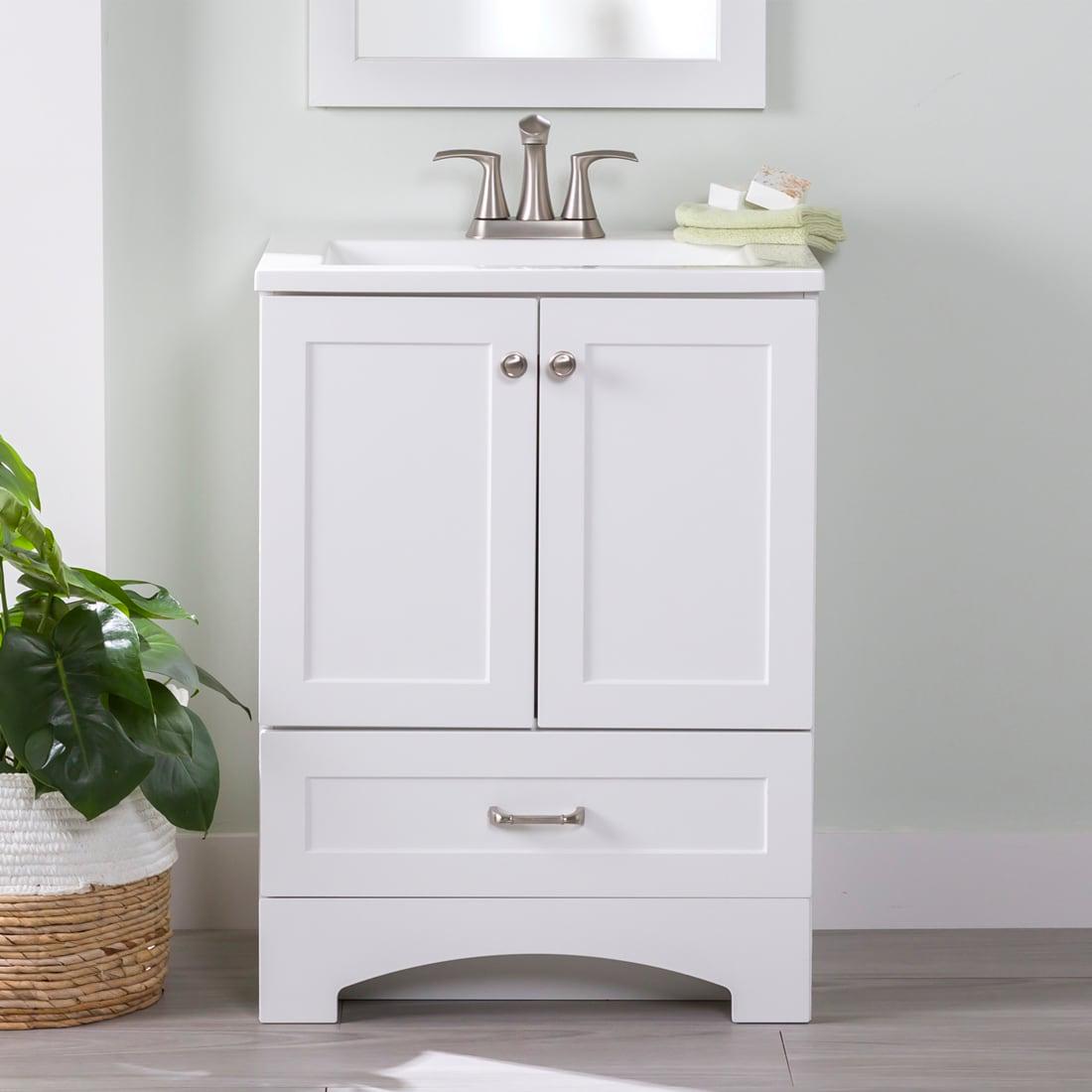 Diamond NOW Cassidy 24-in White Single Sink Bathroom Vanity with White Cultured Marble Top