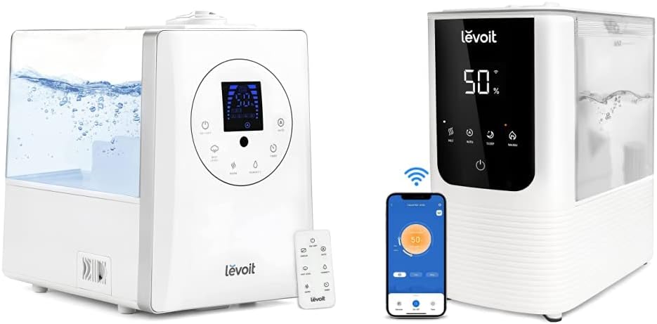 LEVOITLEVOIT Humidifiers for Bedroom Large Room Home, 6L, White & OasisMist Smart Cool and Warm Mist Humidifiers for Bedroom Large Room Home, Auto Customized Humidity, 4.5L, WhiteLEVOIT