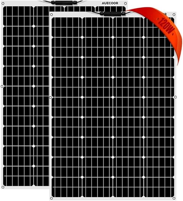 240W 12 Volts 2x120w Flexible Solar Panel Bendable Lightweight Waterproof Off-Grid Solar Power System Charger for RV, Camping, Boat, Caravans, Motorhome 12V Battery Charging
