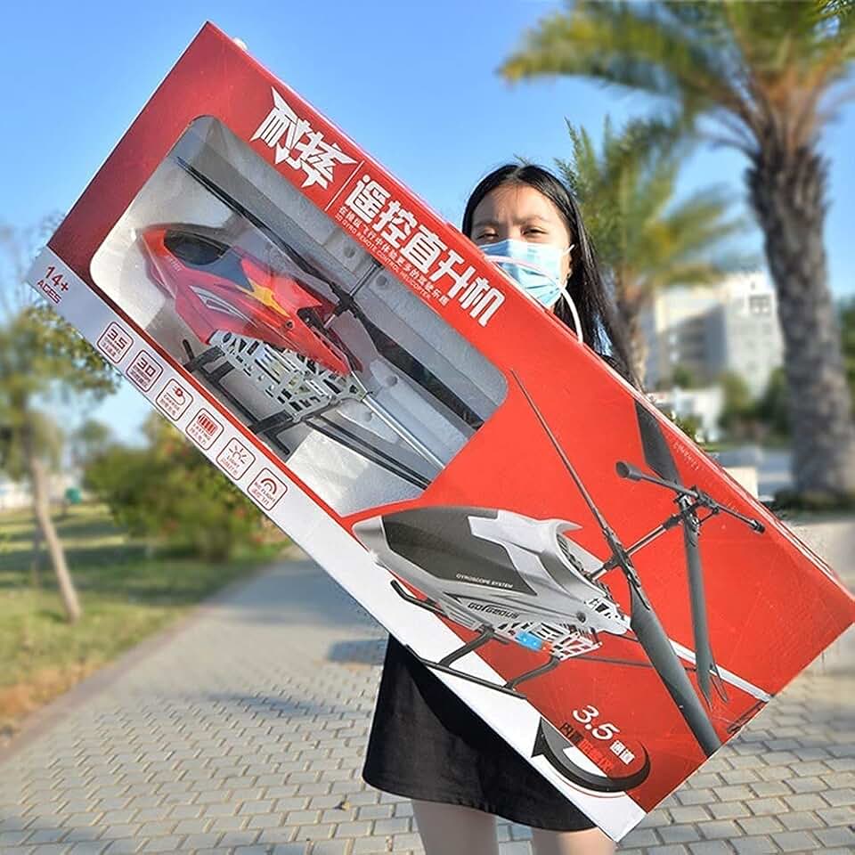 Remote Control Helicopter,30” Super Large Telecontrolled Aircraft 3.5 Channel Fall Resistant Helicopter Charging Toy Model with LED Light RC Toy Gift for Children