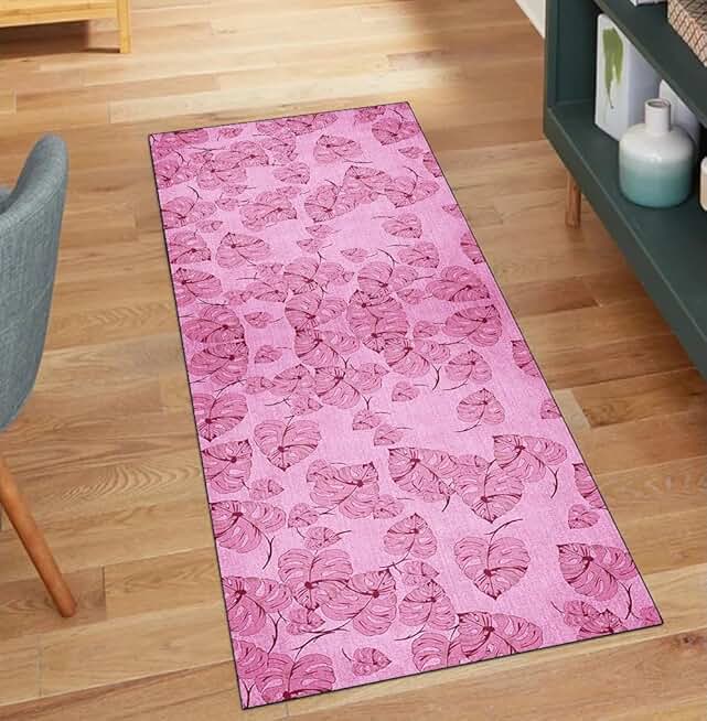 Rug Runners for Hallway Kitchen Pink Non Slip 3'7