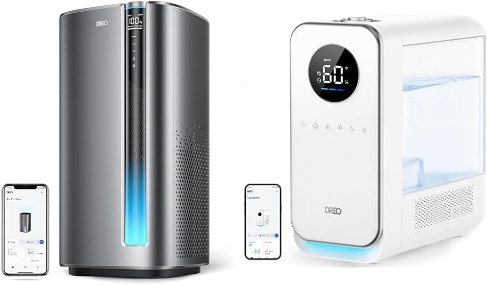 Dreo Air Purifiers for Home Large Room Bedroom with H13 True HEPA Filter, Humidifiers for Bedroom Home with 50Hours Runtime