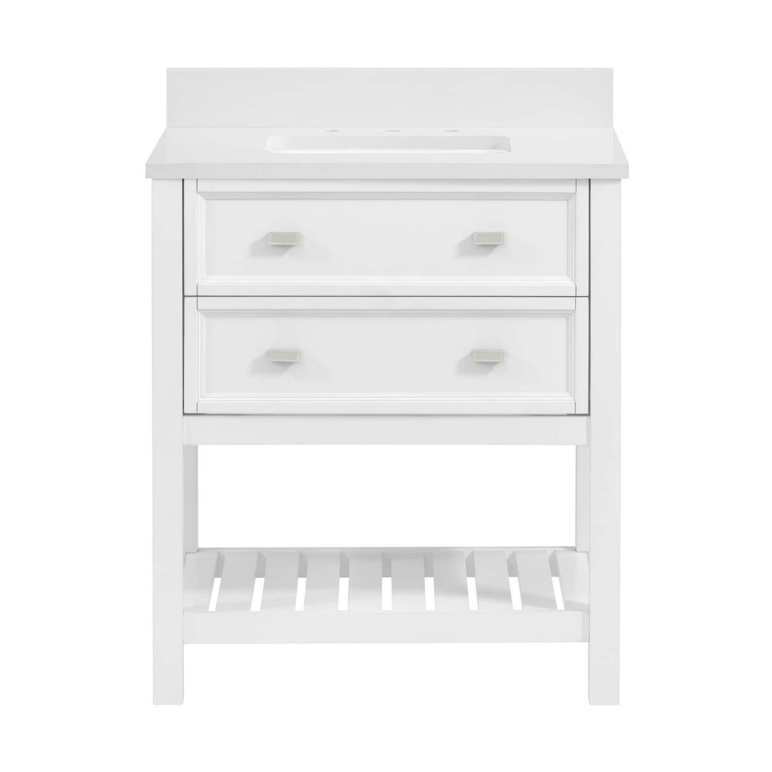 allen + roth Canterbury 30-in White Undermount Single Sink Bathroom Vanity with White Engineered Stone Top