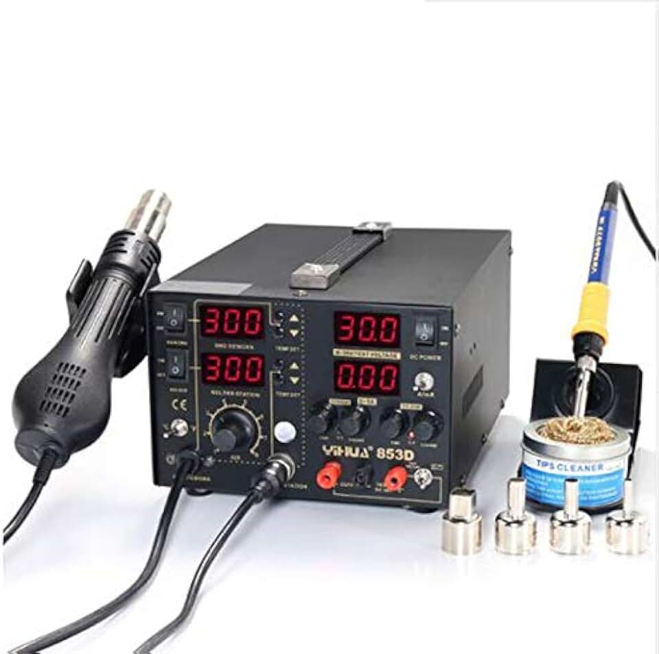 Soldering YH-853D 5A Multifunction SMD/SMT 3 IN 1 Soldering Station+Hot Air Gun Station And DC Power Supply - (Power: 220V EU Plug)