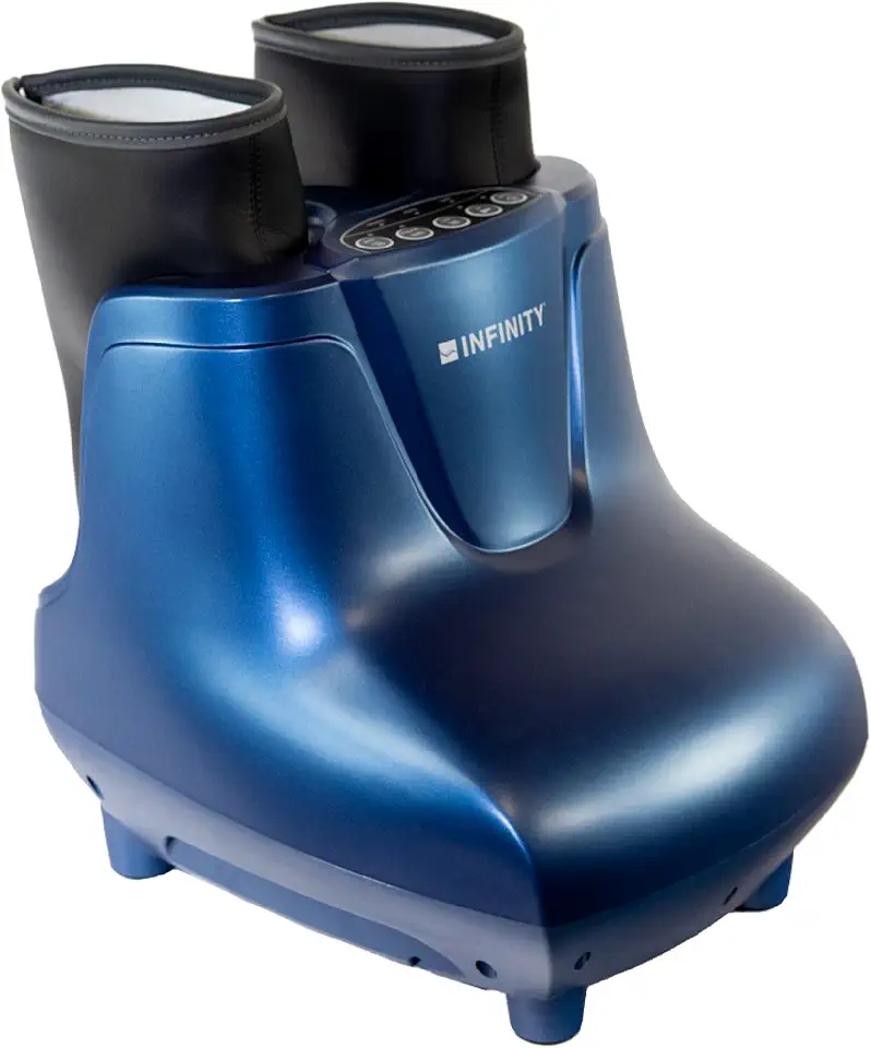 Infinity Shiatsu Deep Intensity Foot and Calf Massager, Adjustable Calf Strap Plus Heat, Adjustable Air Pressure, Three Auto Programs, Tapping Massage Rollers for Feet, Intense Deep Tissue Massage