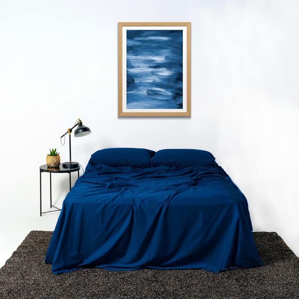 THE LAD COLLECTIVE 2.0 Bedding Set, Comfortable, Soft & Easy-to-Use 4 Piece Cotton Sheet Set, King Size, Pacific