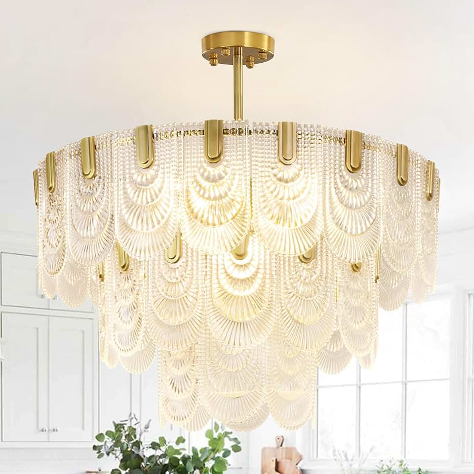 Depuley 12-Light Modern Crystal Chandeliers, 3-Tier Glass Chandelier Light Fixture, 31.5