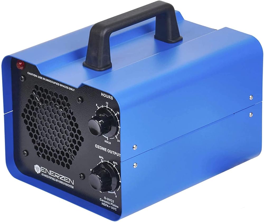 Enerzen O-UVC2 - UV Light + 50,000 mg/h Industrial Ozone Generator for Eliminating Odors - O3 Machine Air Ionizer Deodorizer for Home, Room, Smoke, Cars, and Pets