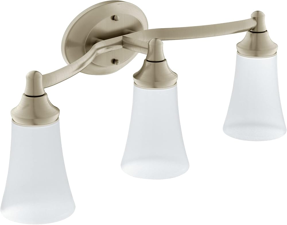 Moen Eva Brushed Nickel 3-Light Dual-Mount Bathroom Vanity Fixture, Bath Lighting with Frosted Glass, YB2863BN