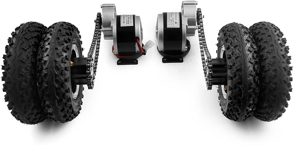 L-faster Dual 250W Motor Drive Electric Barrow Conversion Kit Easy Carry 400lbs 8 Inch Double Wheel Set for Electrical Beach Trolley Bike No Controller