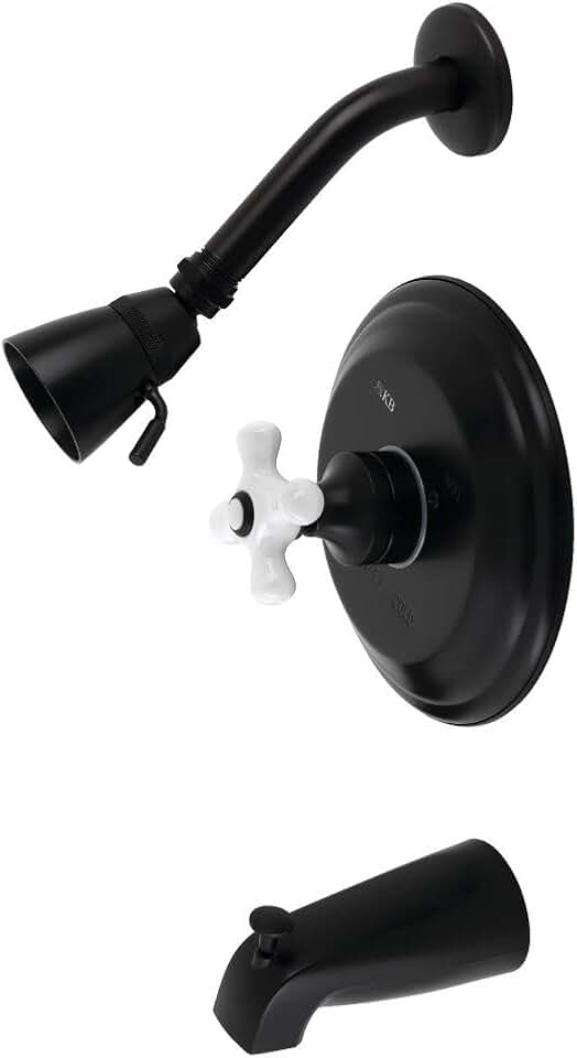 Kingston Brass KB3630PX Restoration Tub and Shower Faucet, Matte Black