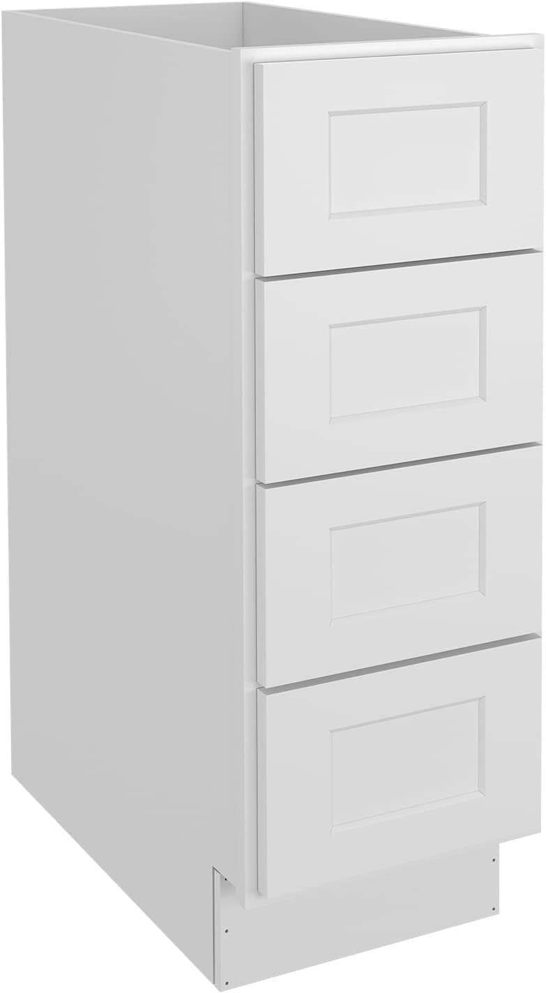LOVMOR Kitchen Base Cabinets, Drawer Base Cabinet, 4-Drawer,Soft Close Hardware, 24 x 12 x 34.5 inch