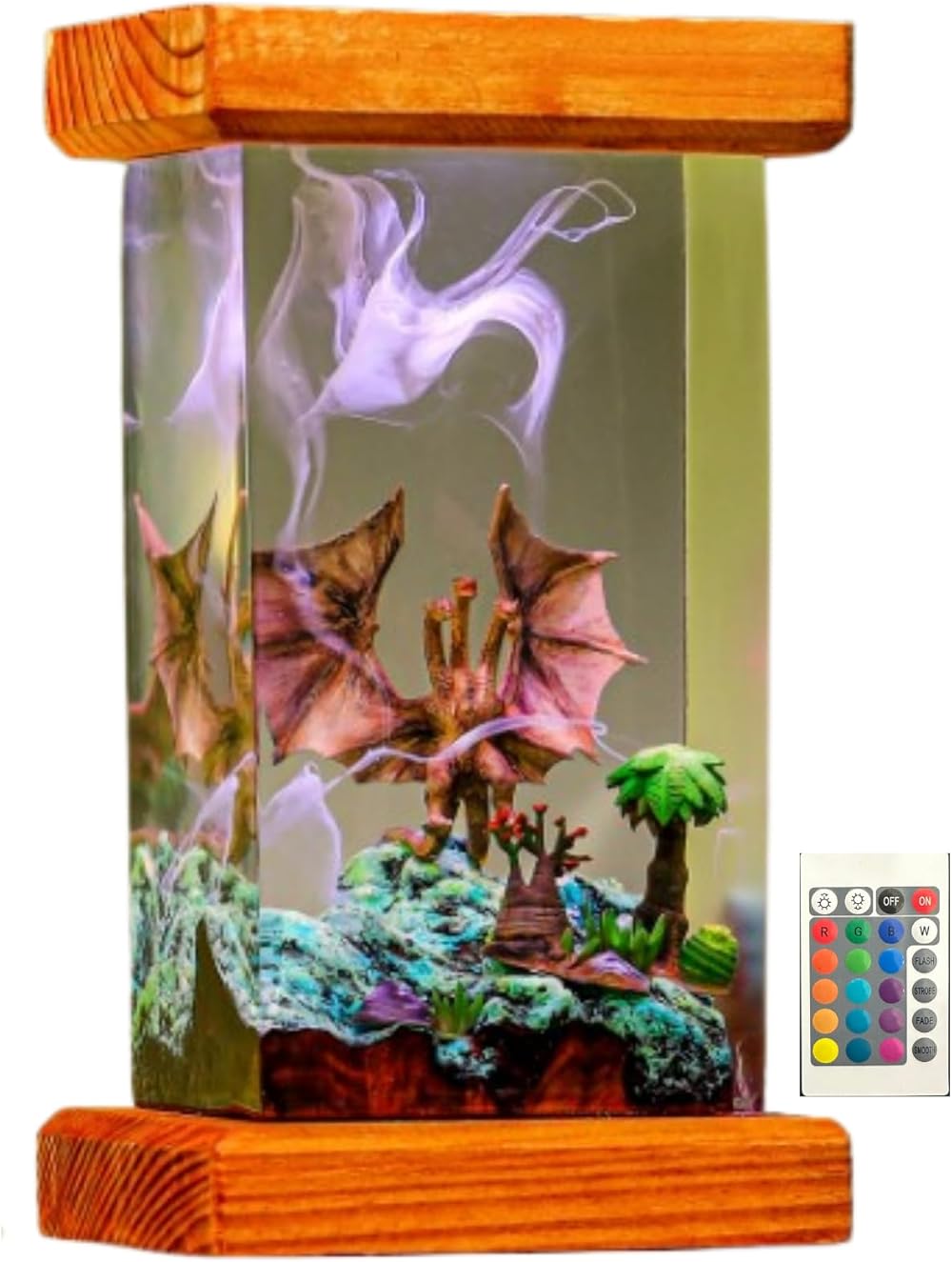 Three-Head Monster King Dragon Epoxy Lamp, Dragon Lamp, Monster Lamp, Diorama Lamp, Survival Crafts, Lamp Decorations Marine Art Night Light Desk Lamp (9x4 inch)