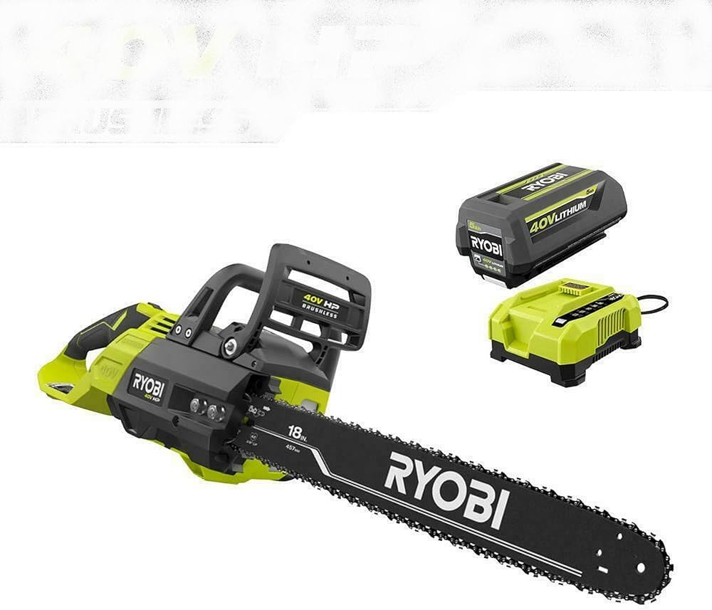 RYOBI 40V HP Brushless 18 in. Cordless Battery Chainsaw with 5.0 Ah Battery and Charger