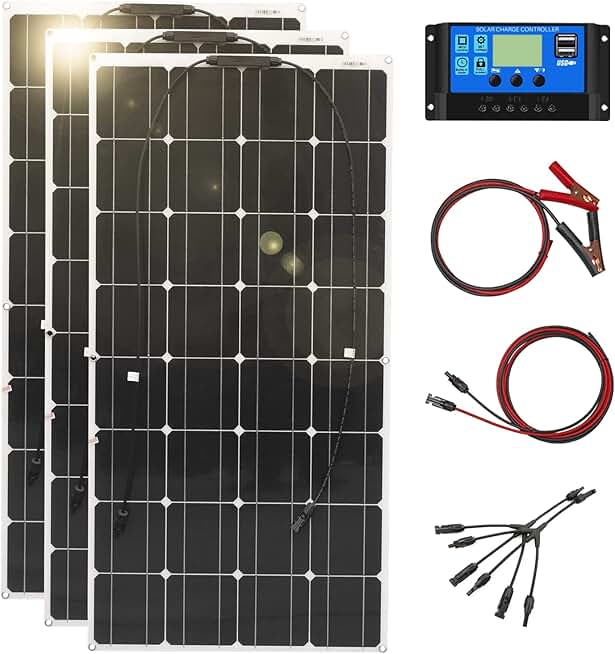 Flexible Solar Panel Monocrystalline Solar Module 300w Solar Kit 3pcs 100w+ 30A Controller Lightweight Ultra-Thin Solar Charger for 12V Battery