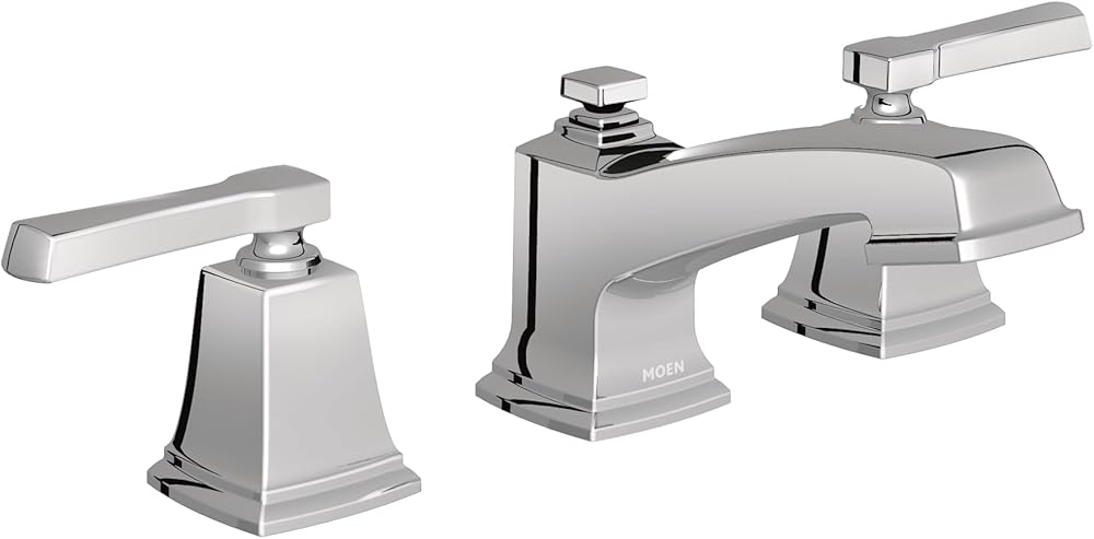 Moen Boardwalk Chrome Two-Handle High Arc Widespread Bathroom Sink Faucet for 3-Hole Setups with Valve Included, TV6220