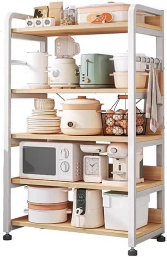 5-Tier Bakers Rack for Kitchen with Storage, Baker’s Rack with Metal Frame, Free Standing Microwave Shelf, Industrial Printer Stand, for Living and Kitchen Room, Coffee Station for Kitchen (Size : 40