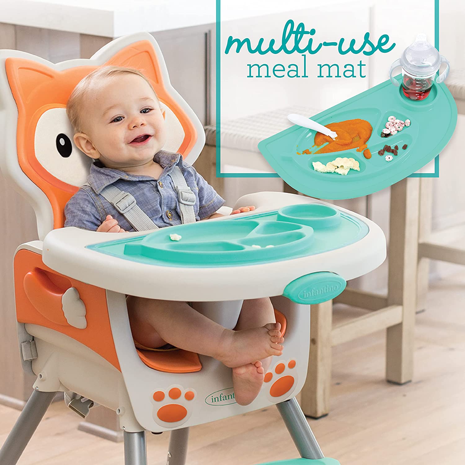 Infantino Grow-With-Me 4-in-1 Convertible High Chair, in a Fox-Themed Design