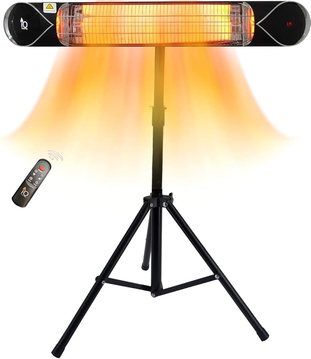 Electric Heater Outdoor – Portable Outside Heater with Stand – 1500W Weatherproof Infrared Heater Indoor/Outdoor by iQ Heat