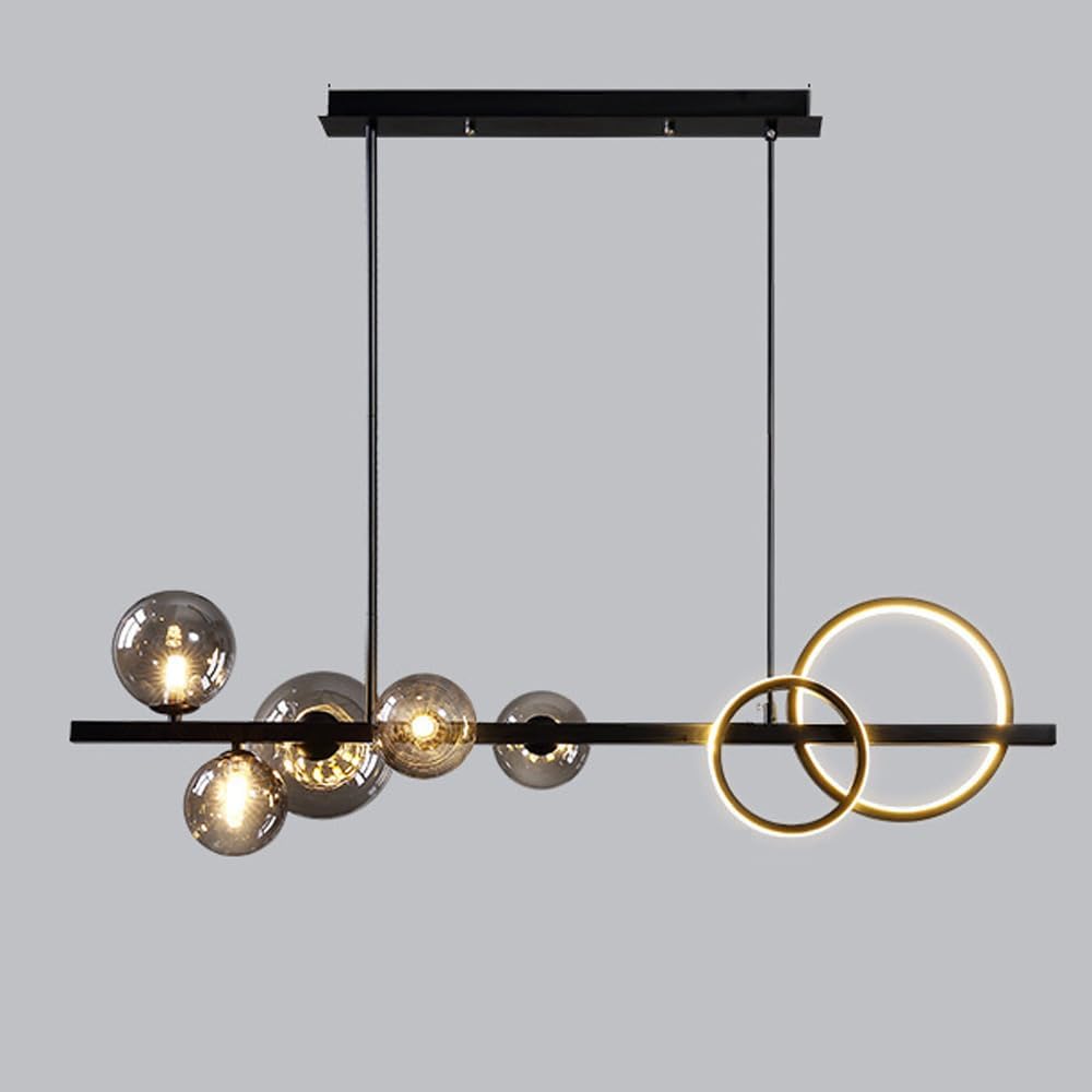 Home Creative Decoration Kitchen Island Lighting Modern Linear Chandelier with Milk Glass LED Linear Pendant Light Fixture Long Stripes Hanging Lamp for Bedroom Dining Room Restaurant Bar