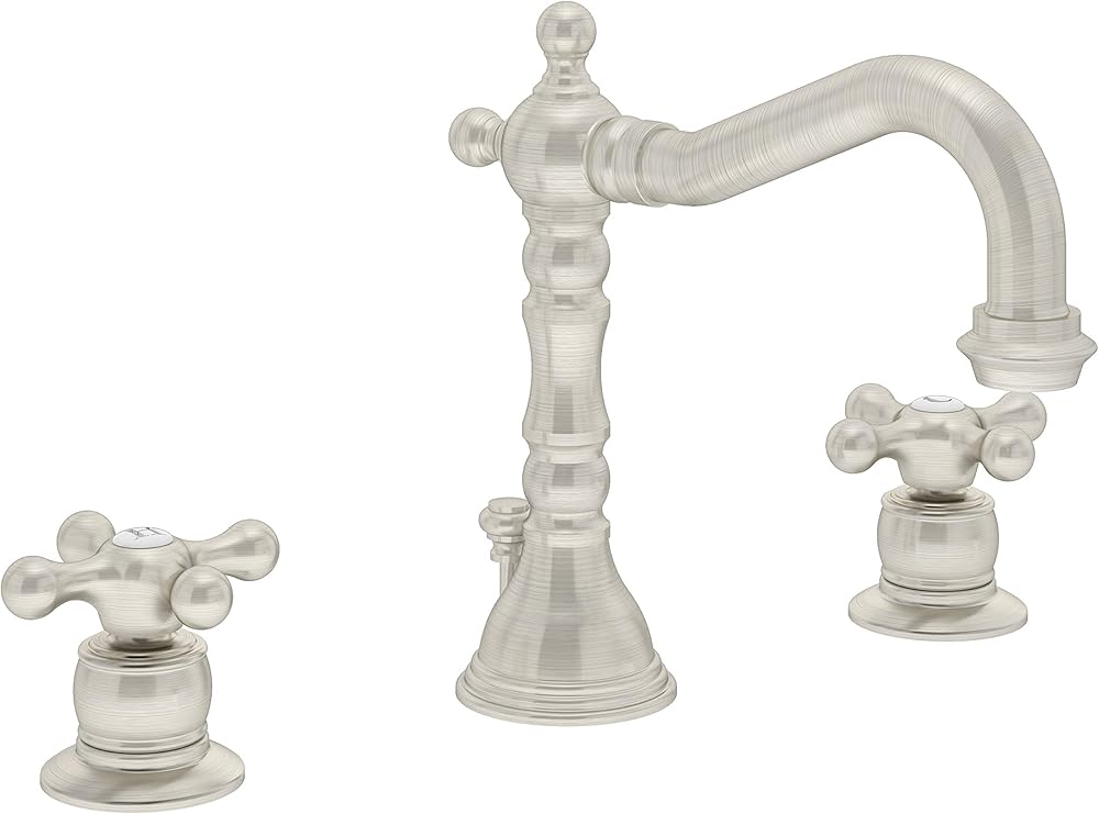 Symmons SLW-4412-STN-1.0 Carrington Widespread 2-Handle Bathroom Faucet with Drain Assembly in Satin Nickel (1.0 GPM)