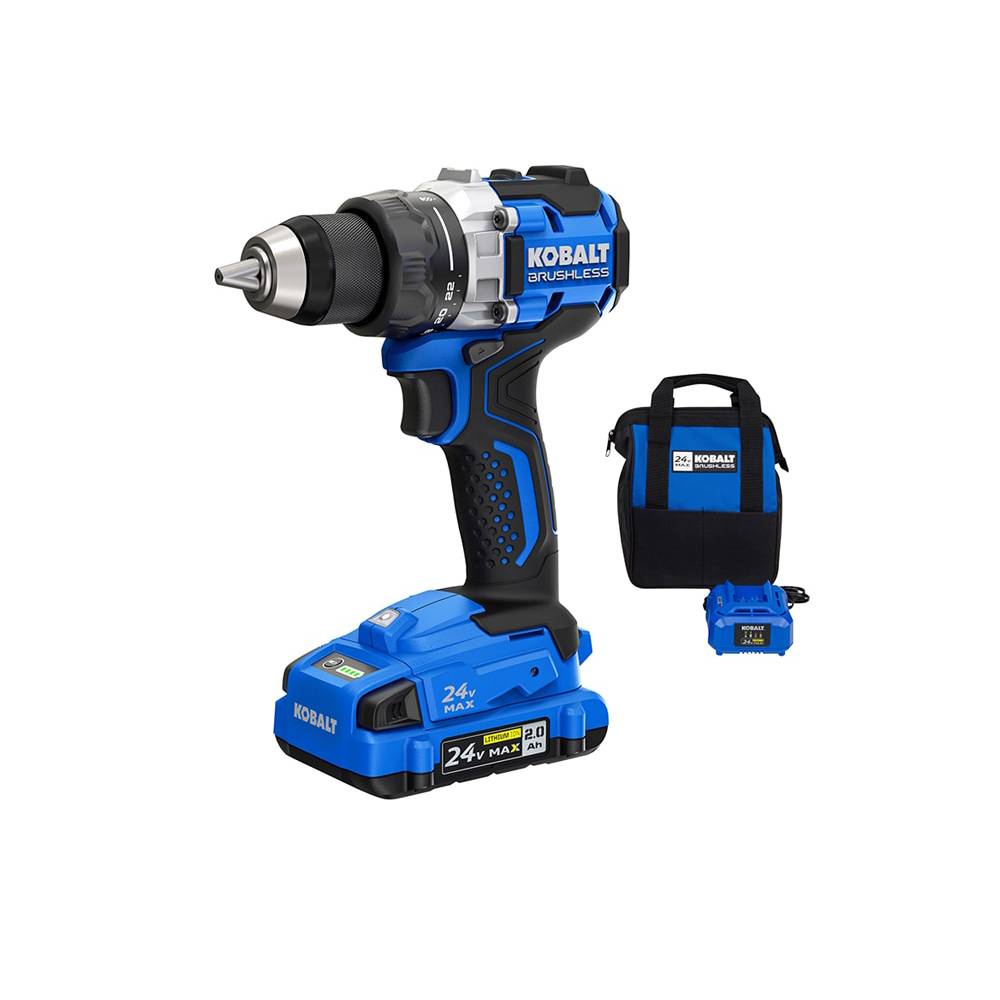 Kobalt Next-Gen 24-volt 1/2-in Metal Ratcheting Brushless Cordless Drill (1-Battery Included, Charger Included and Soft Bag included)