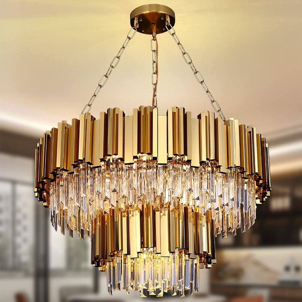 Modern Crystal Chandelier Lighting Pendant Lights Fixture Island Chandeliers Ceiling Dining Room Living Room Contemporary Kitchen Gold