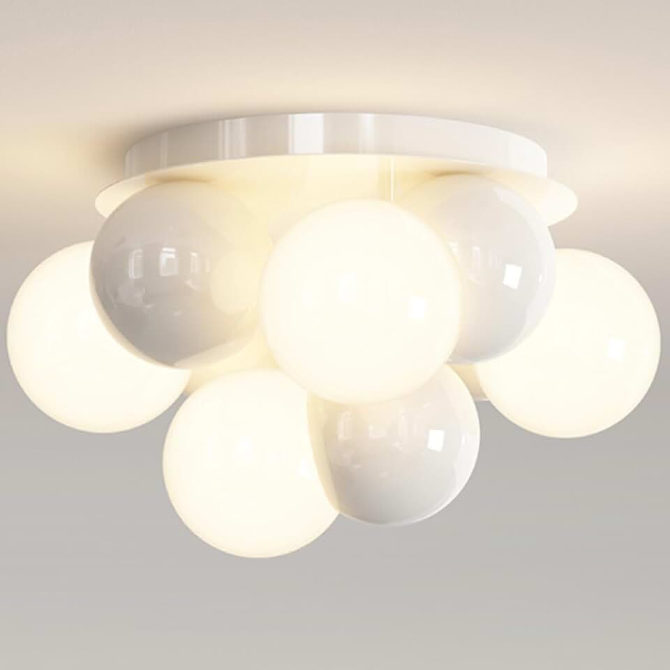 Modern Cream Style Indoor Flush Mount Ceiling Lamp,E27/E26 5-Lamp Energy -Saving Lighting Fixture,Bedroom Living Room Dining Room Decoration Ceiling Light/White