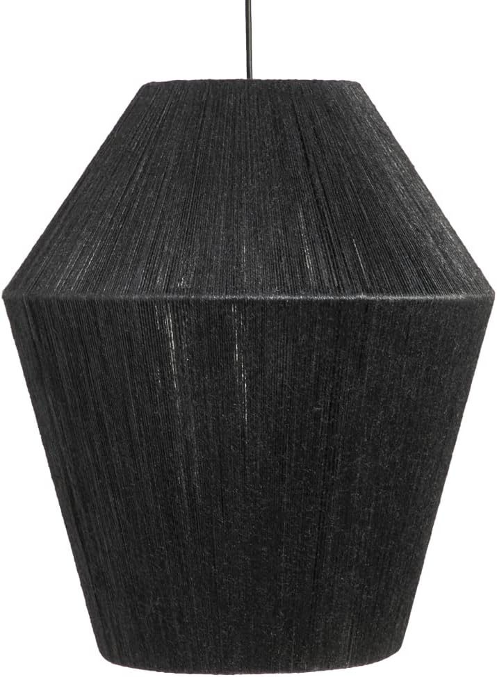 UXMAL Black Jute Pendant Light Fixture - Semi Flush Mount - Contemporary Art Deco for Kitchen, Living Room, Bedroom, Outdoors. (Black cable)