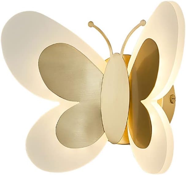 Modern Butterfly Wall Sconce Copper Wall Lamp LED Wall Light, 24W 3 Color Mode Wall Wash Lights Indoor Wall Sconces Lighting Fixtures for Living Room Bedroom Bedside