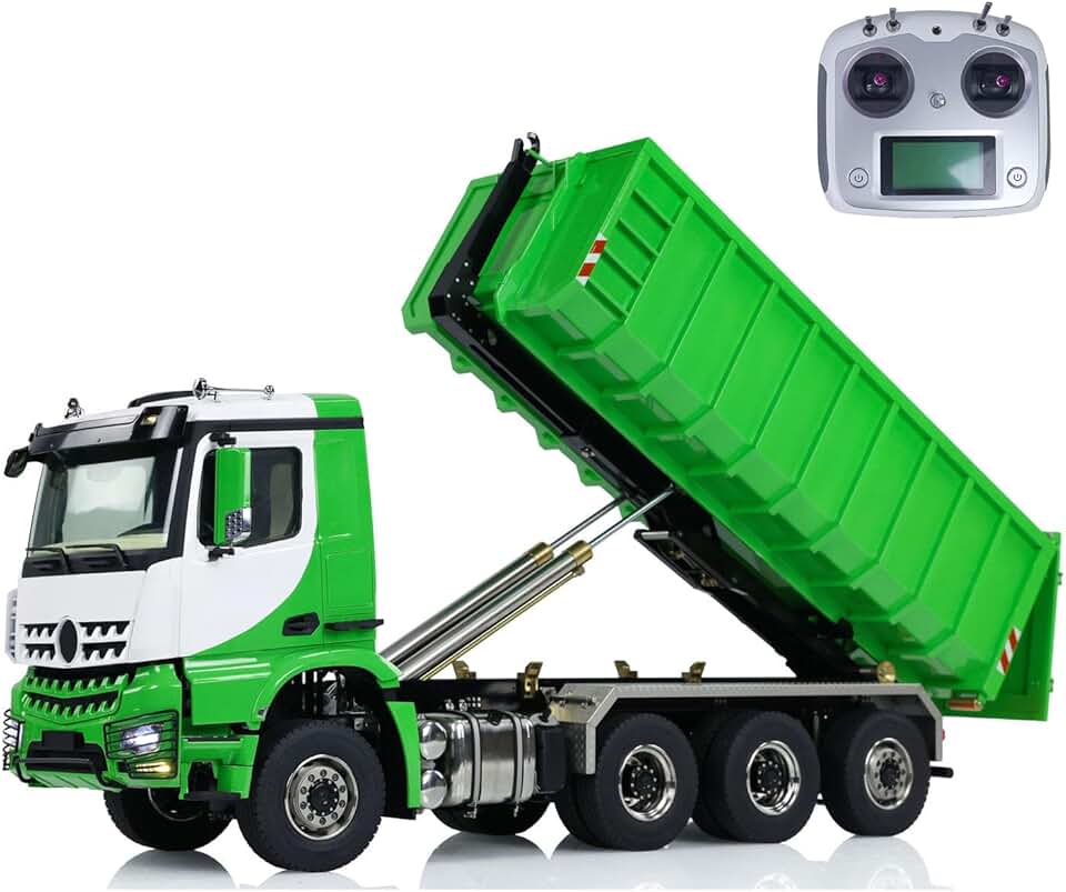 1/14 8x8 Hydraulic RC Full Dump Truck Metal Roll On Tipper Car Model Remote Control Sound Light System Motor Servo ESC Hobby Grade Model