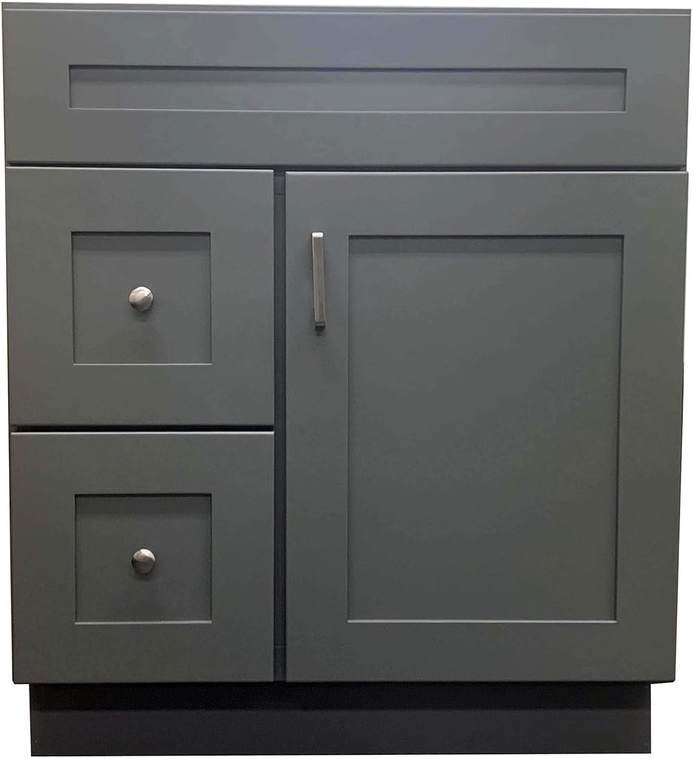 New Grey Shaker Single-Sink Bathroom Vanity Base Cabinet 30