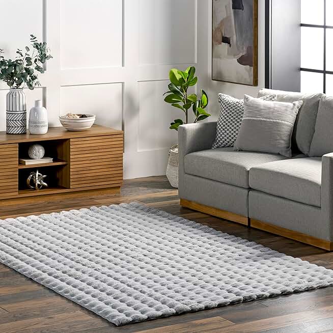 nuLOOM Jeni Solid 8x10 Machine Washable Area Rug for Living Room Bedroom Dining Room Kitchen, Silver