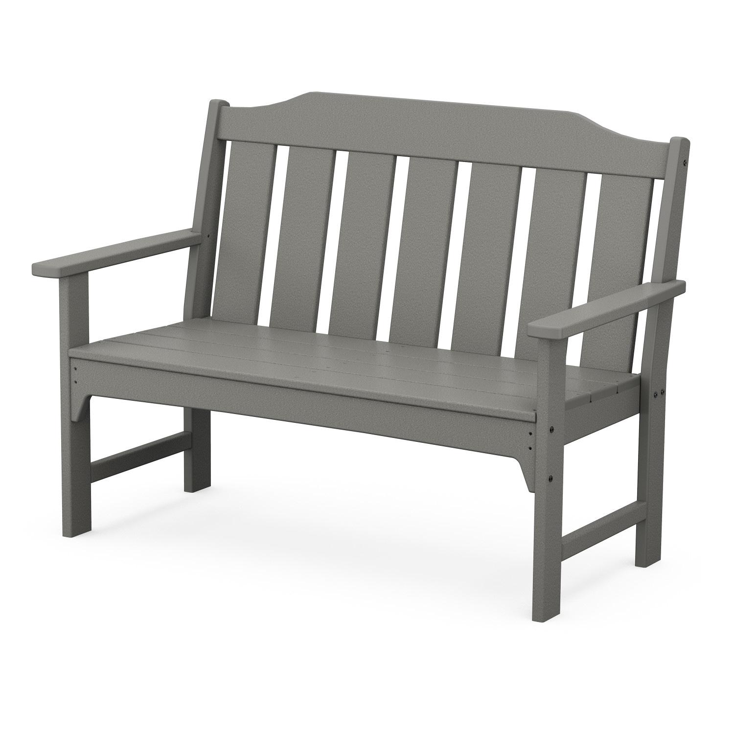 allen + roth by POLYWOOD Oakport 48.5-in W x 35.5-in H Slate Grey Plastic Garden Bench