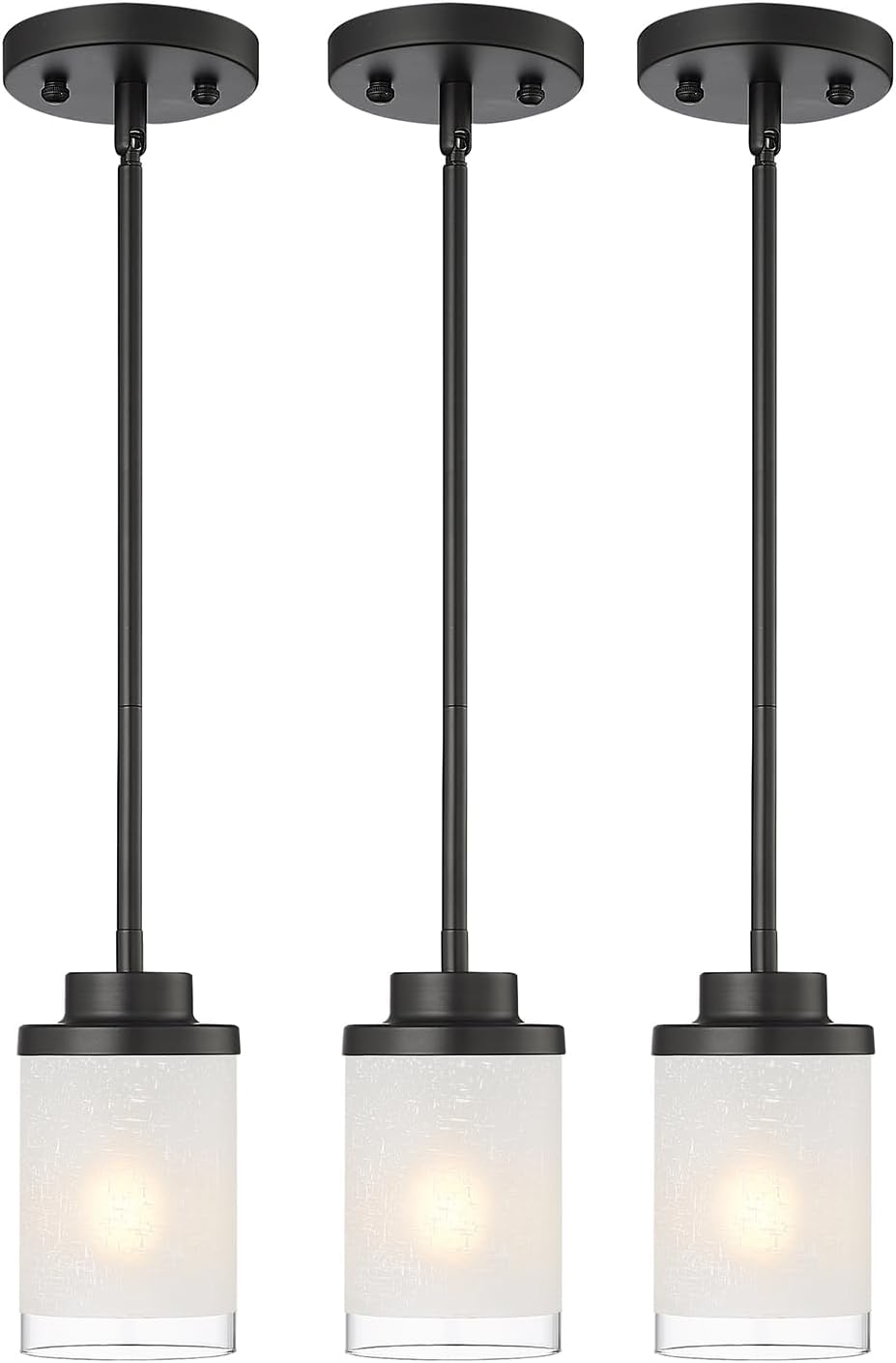 TENGXIN Modern Pendant Light, Matte Black Pendant Lights Kitchen Island,Farmhouse Pendant Lighting for Dining Room Bedroom Bar Office,TXPLBK01,TXPLBK01-2PK