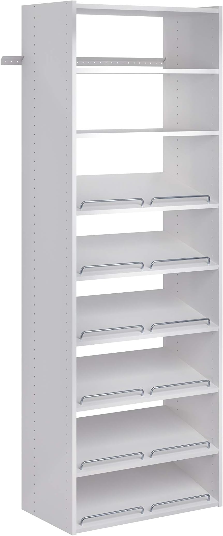 Easy Track Living Essentials Shoe Storage Tower Wood Closet Organizer, White