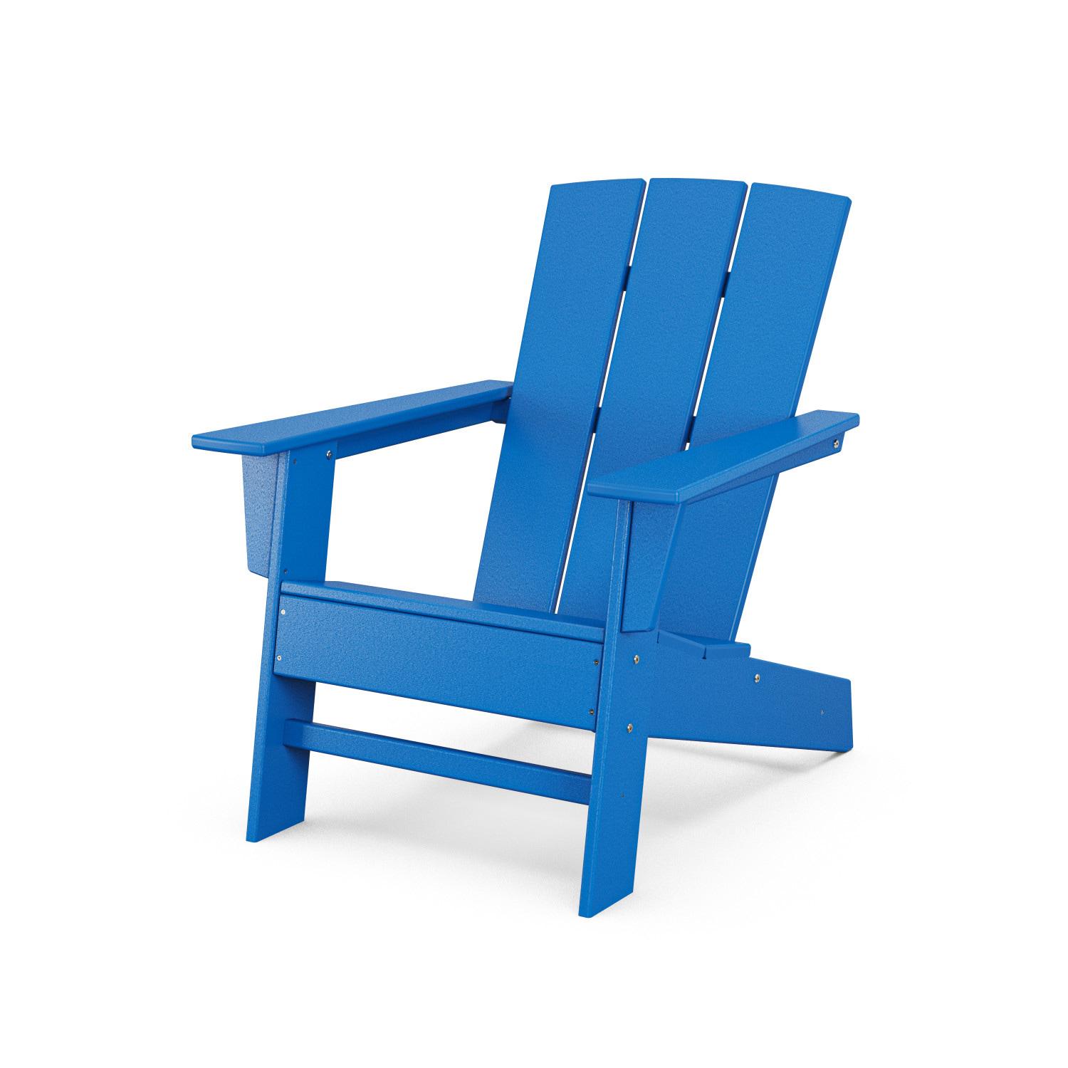 allen + roth by POLYWOOD Oakport Pacific Blue HDPE Frame Stationary Adirondack Chair with Slat Seat
