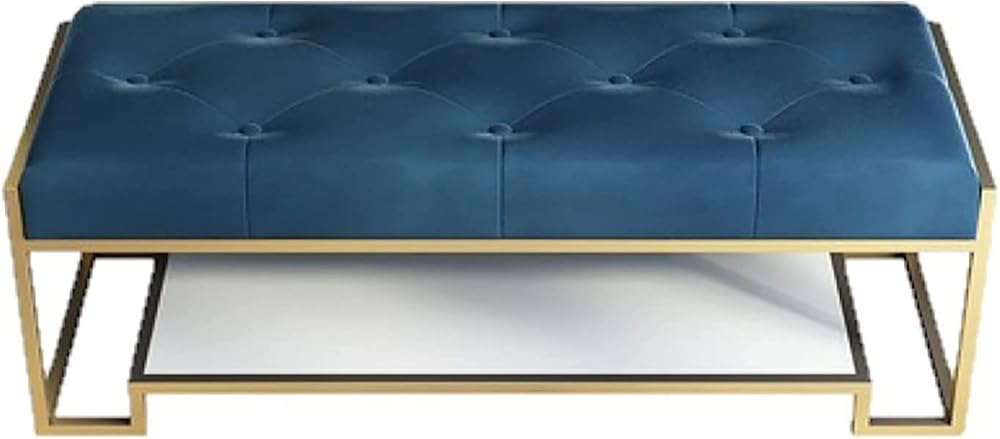Shoe Storage Bench Entryway Hallway Furniture, Entryway Shoe Bench Modern Shoe Rack with Storage and Padded Seat, Metal Frame, for Entryway Hallway Bedroom Home Decor(Blue,60 * 40 * 43cm)