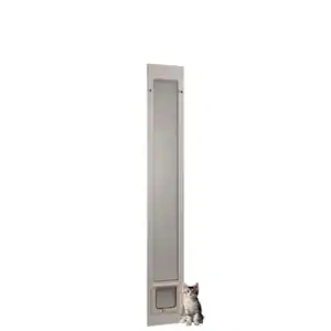 Ideal Pet Products 6.25 in. x 6.25 in. Small White Cat Flap Pet Patio Door Insert for 75 in. to 77.75 in. Tall Aluminum Sliding Glass Door