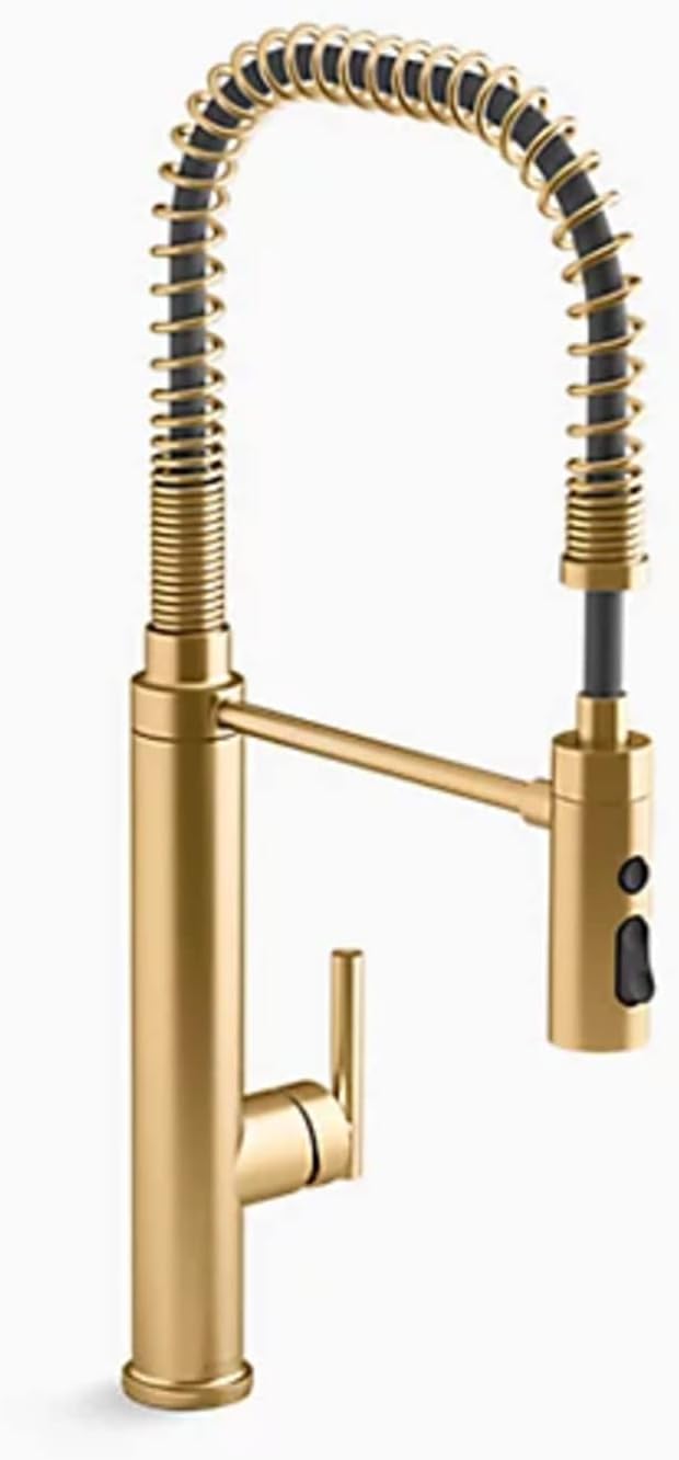 KOHLER 24982-2MB Purist, 3-Spray, Kitchen Sink Faucet with Pull Down Sprayer, Vibrant Brushed Moderne Brass