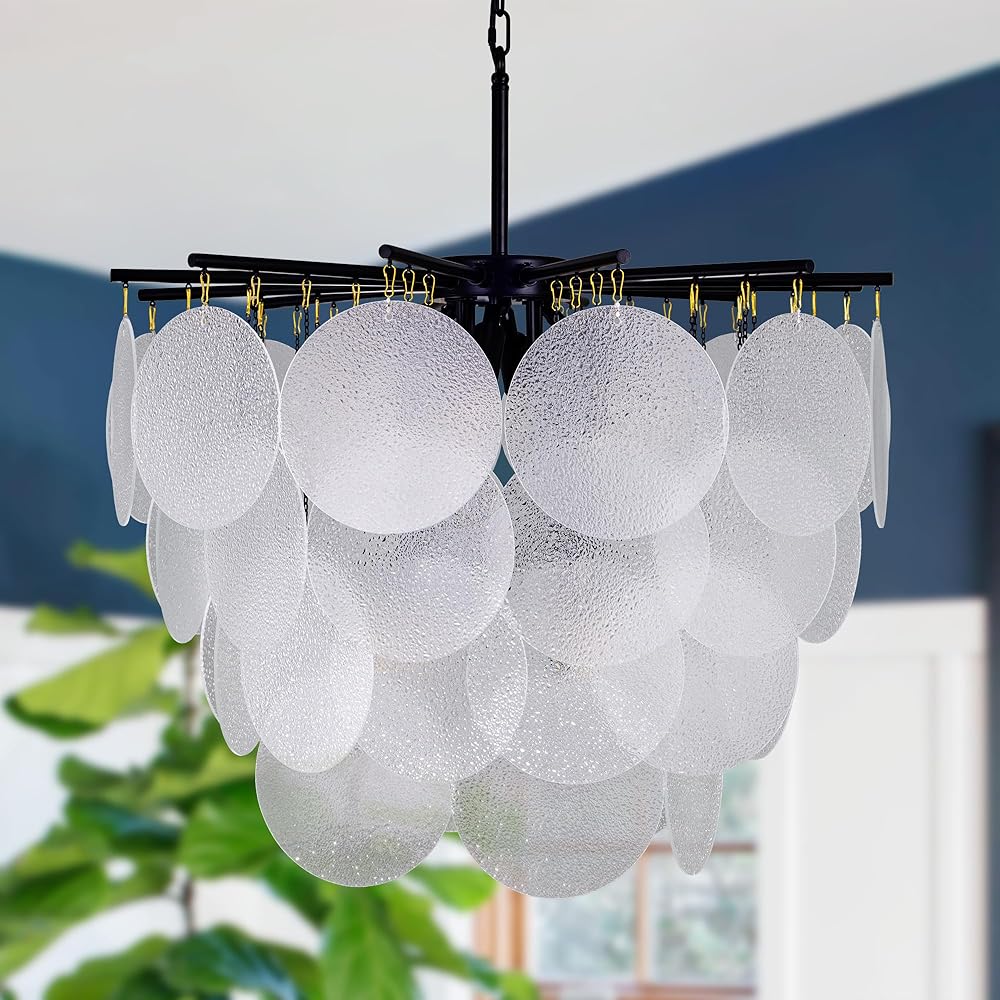 Wellmet 8-Lights Black Glass Chandelier, 28